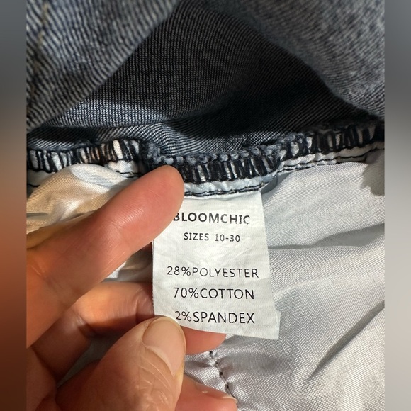 BloomChic Moderately Stretchy High Rise Dark Wash Distressed Denim Shorts 3XL - Picture 6 of 6